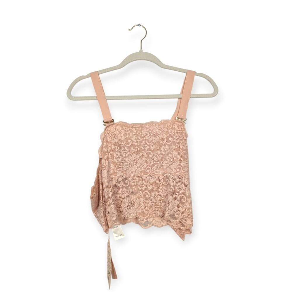 HAH Hot As Hell Lace Crop Top M/L Blush Off Shoulder Sheer Sexy Lingerie NWT